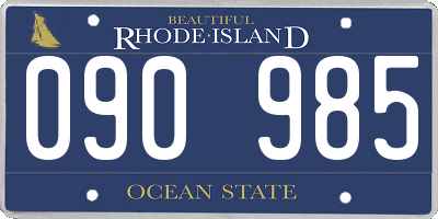 RI license plate 090985