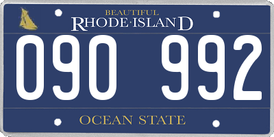 RI license plate 090992