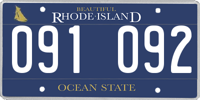 RI license plate 091092