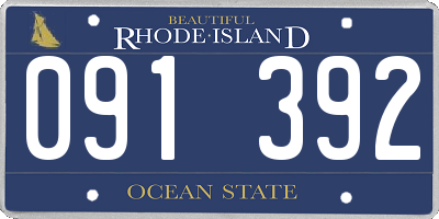 RI license plate 091392