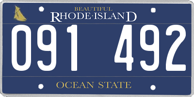RI license plate 091492