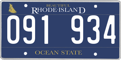 RI license plate 091934