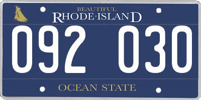 RI license plate 092030