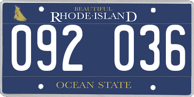 RI license plate 092036