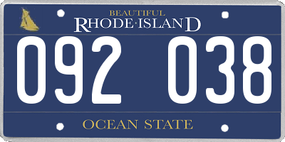 RI license plate 092038