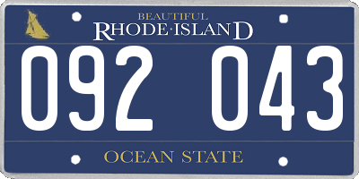 RI license plate 092043
