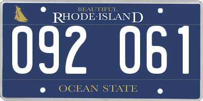RI license plate 092061