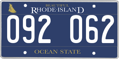 RI license plate 092062
