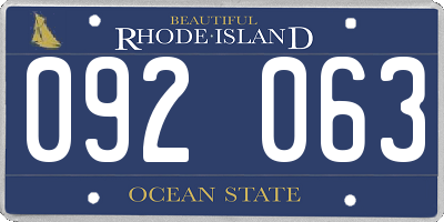 RI license plate 092063