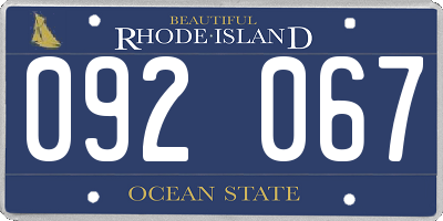 RI license plate 092067
