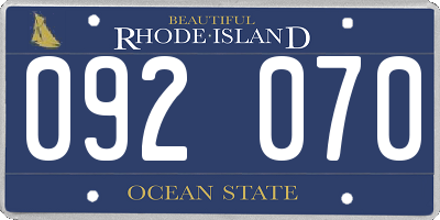 RI license plate 092070