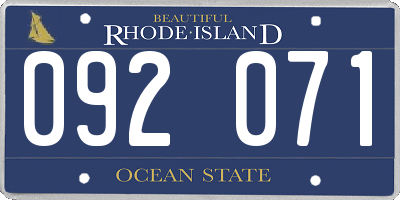 RI license plate 092071