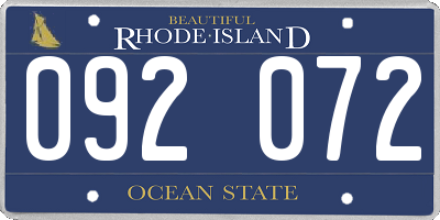 RI license plate 092072