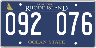 RI license plate 092076