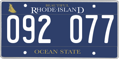 RI license plate 092077