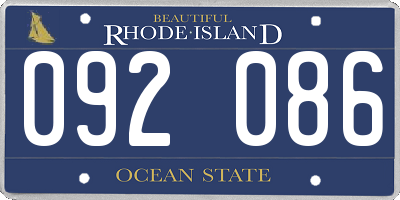 RI license plate 092086