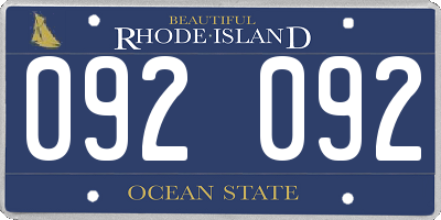 RI license plate 092092