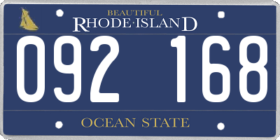 RI license plate 092168