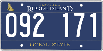 RI license plate 092171