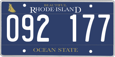 RI license plate 092177