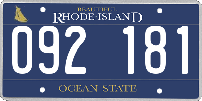 RI license plate 092181