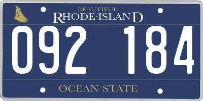 RI license plate 092184
