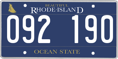 RI license plate 092190