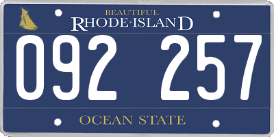 RI license plate 092257