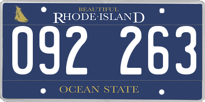 RI license plate 092263