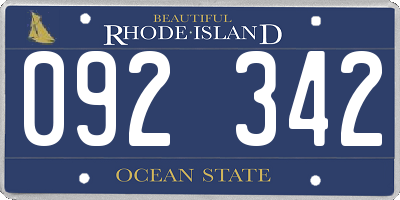 RI license plate 092342