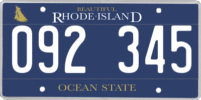 RI license plate 092345
