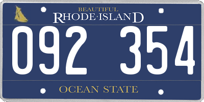 RI license plate 092354