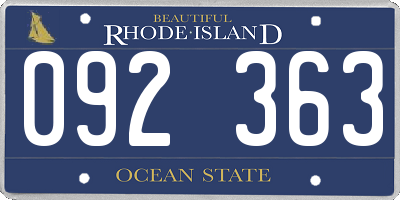 RI license plate 092363