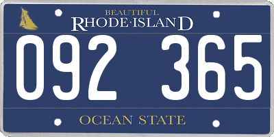 RI license plate 092365