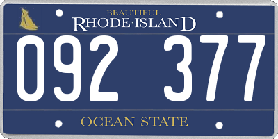 RI license plate 092377
