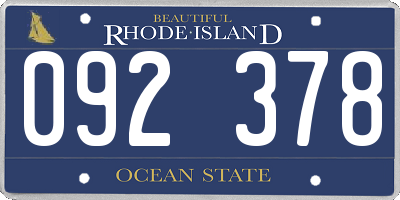 RI license plate 092378