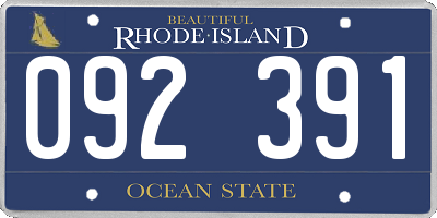 RI license plate 092391