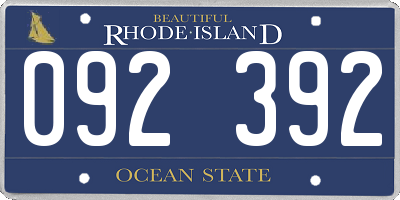 RI license plate 092392