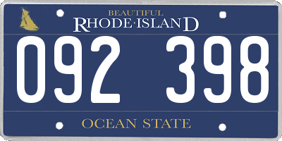 RI license plate 092398