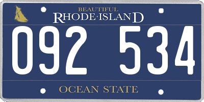 RI license plate 092534