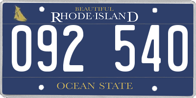 RI license plate 092540