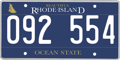 RI license plate 092554