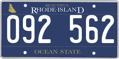 RI license plate 092562