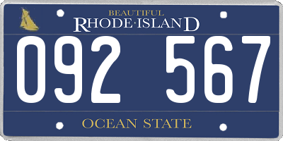 RI license plate 092567