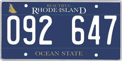 RI license plate 092647