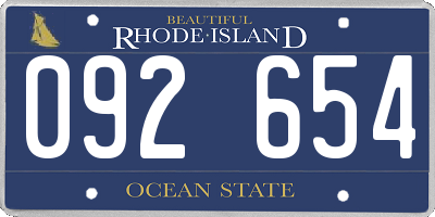 RI license plate 092654