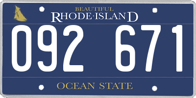 RI license plate 092671