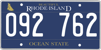 RI license plate 092762