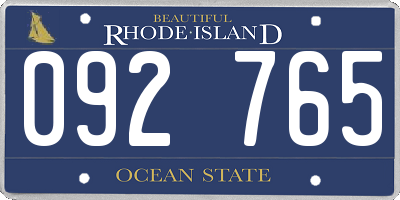 RI license plate 092765