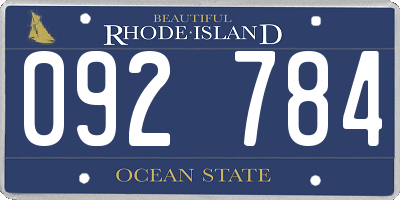 RI license plate 092784